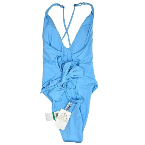 Becca by Rebecca Virtue Color Code Blue Kali Belted One Piece Swimsuit Sz. L NWT - Picture 5 of 9